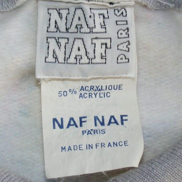 Vintage Granny Sweatshirt, L, multicolor Floral, Gray collar/cuffs, NAF NAF - Picture 9 of 13